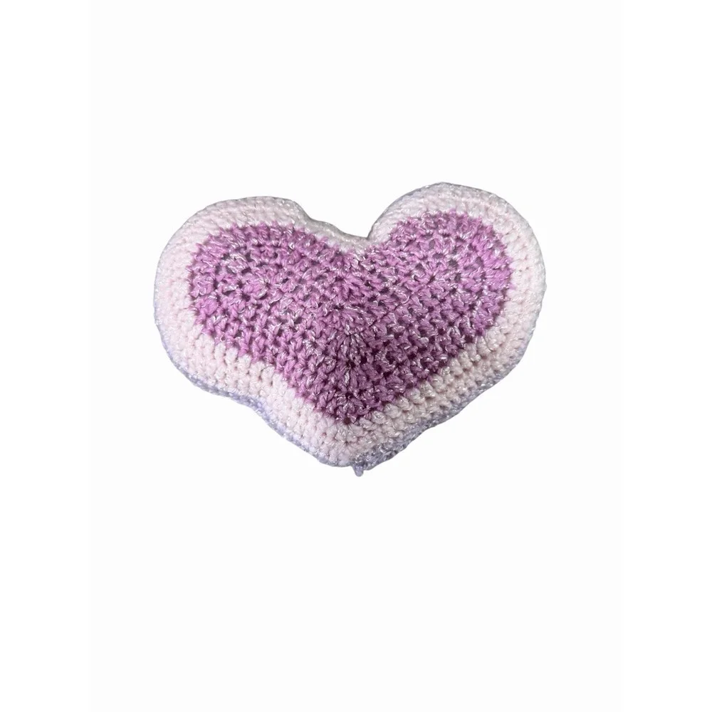 New Handmade Crochet Mini Throw Pillow pink purple heart